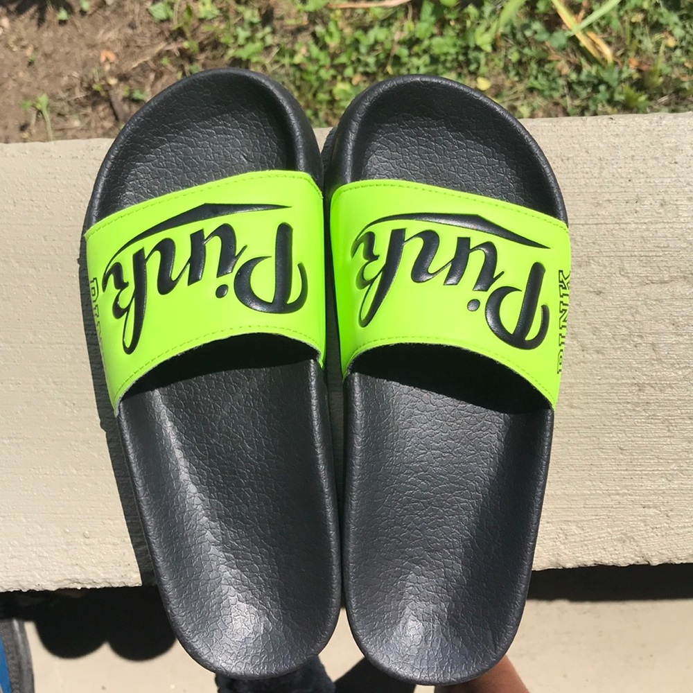 PINK neon green slides